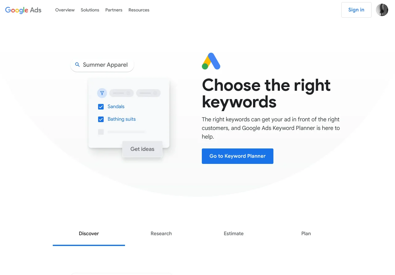 Google Keyword Planner.