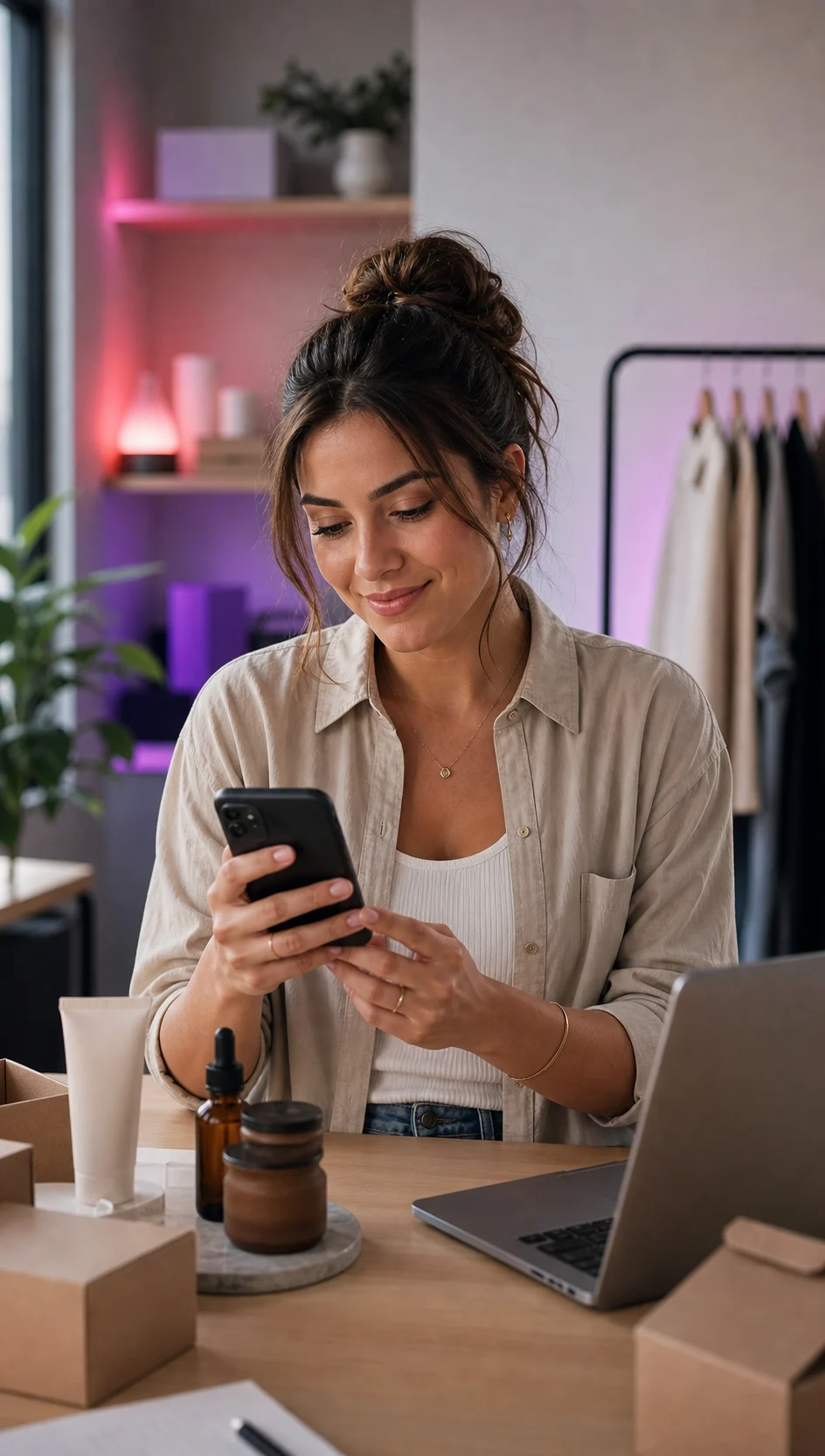 Creator checking Instagram shares growth on a smartphone