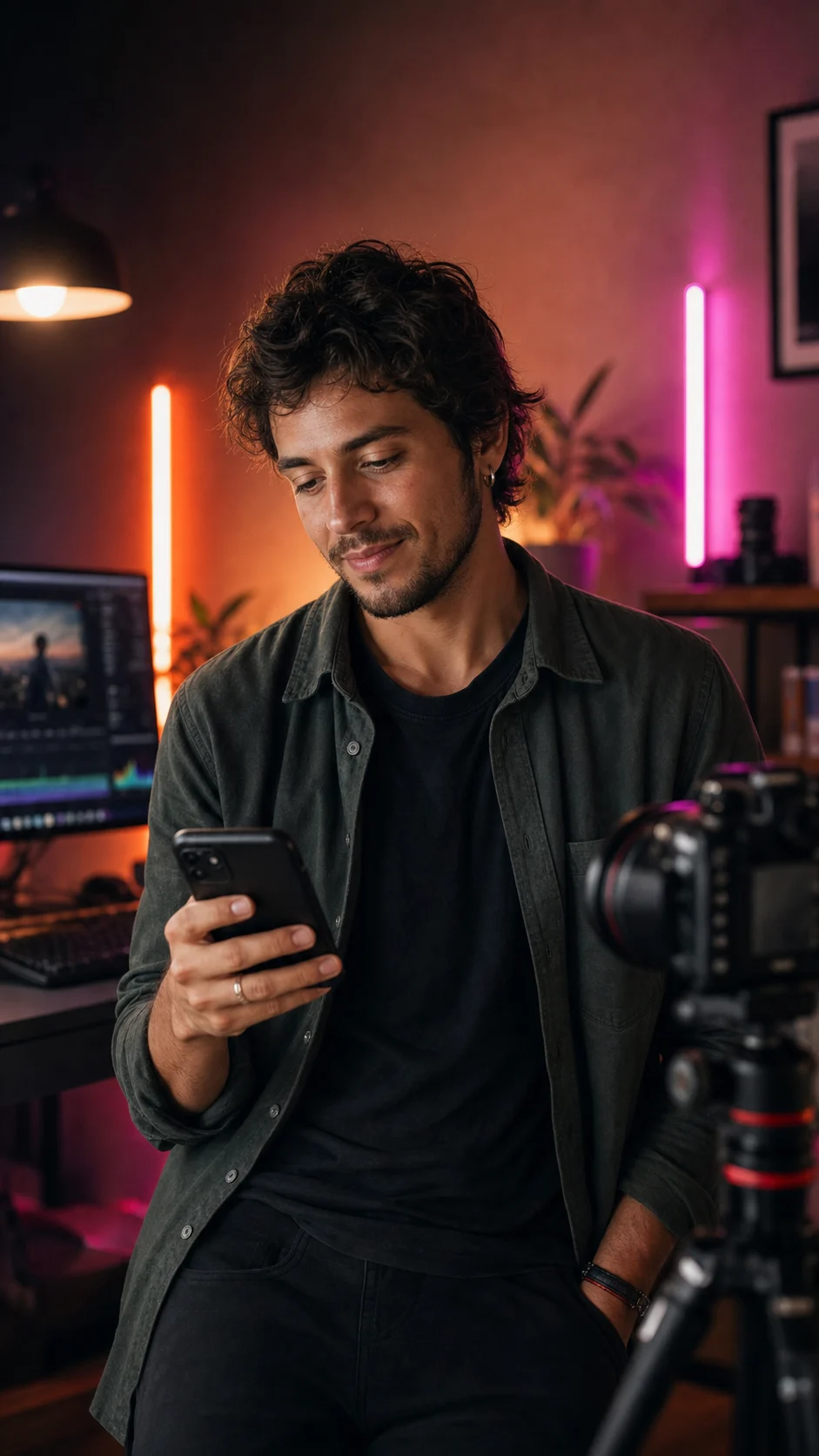 Creator checking Instagram video views on a smartphone