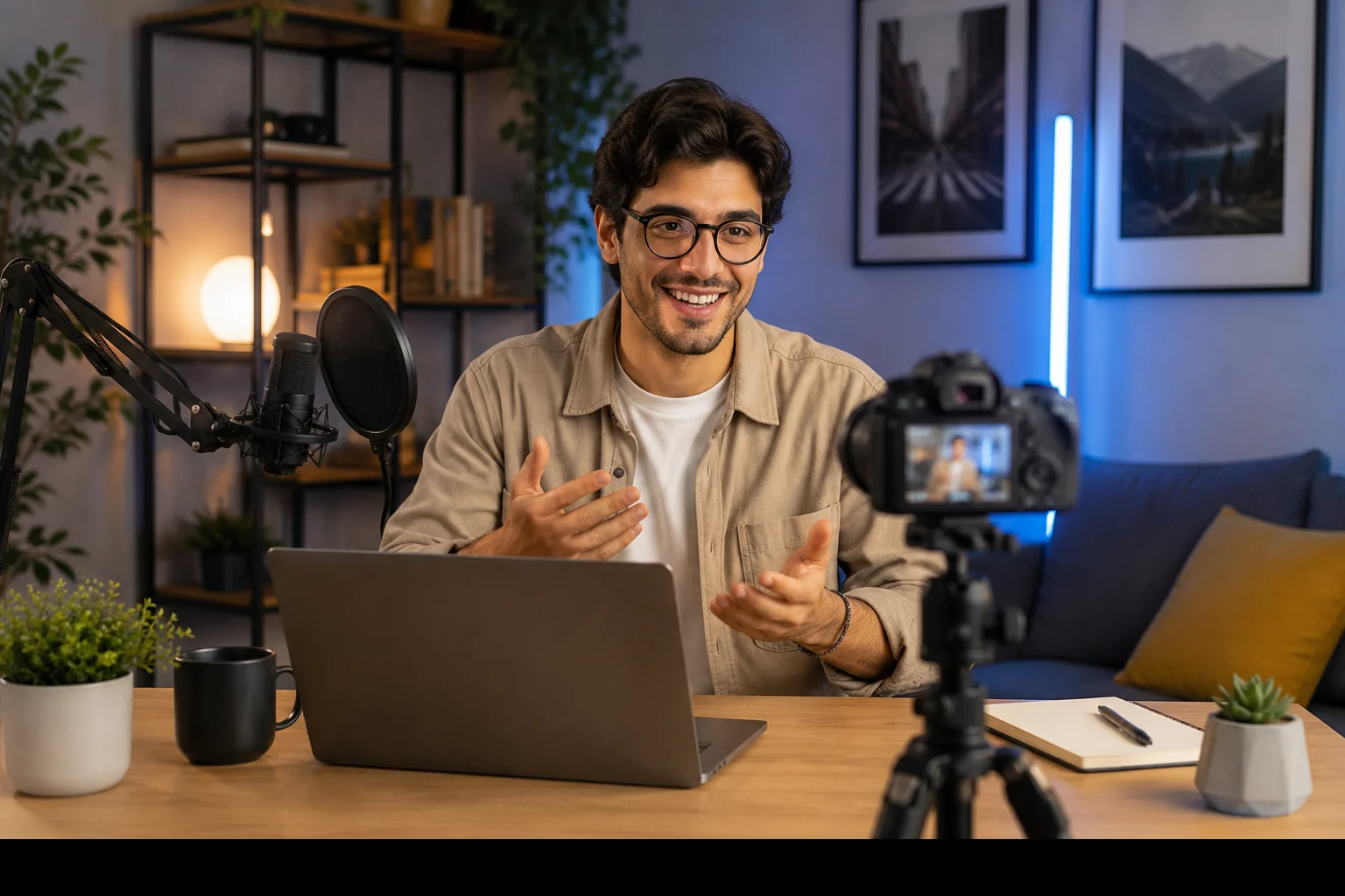 Creator preparing useful content for social media growth