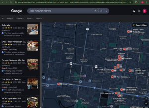 Google My Business screenshot for a "restaurant near me" search.