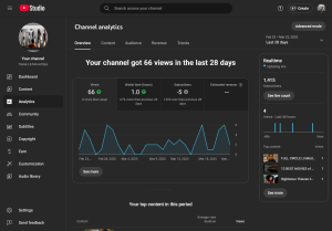 YouTube Studio Analytics.